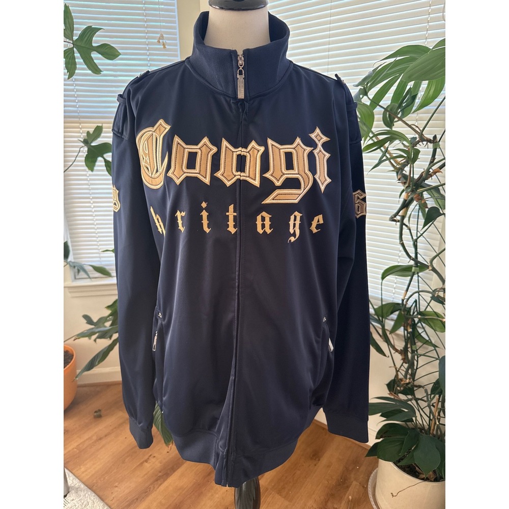 COOGI Heritage Mens Full Zip Track Jacket Navy Gold Logo Size 2XL